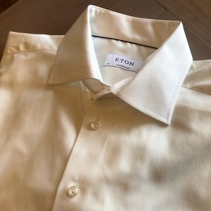 Eton off-white herringbone twill dress shirt 17 43
